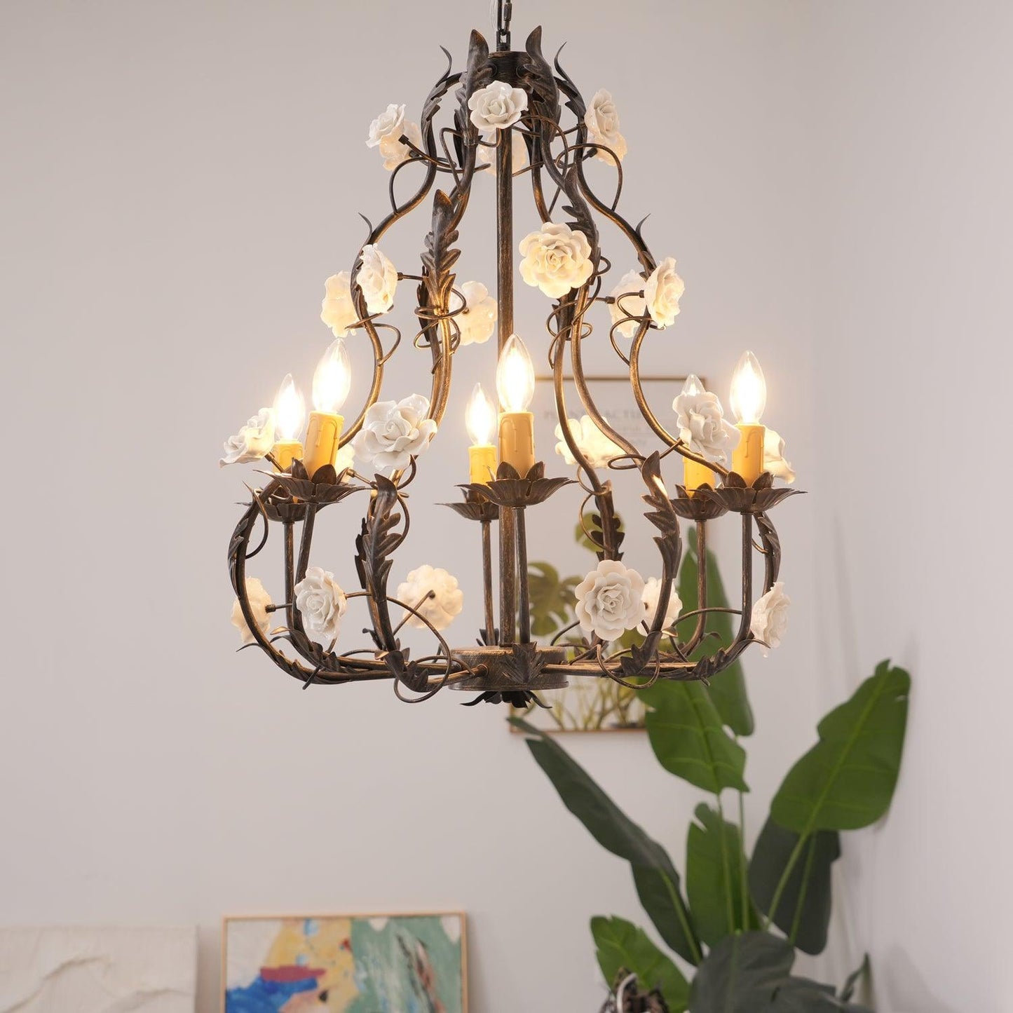 Florentine Rose Garden Ceiling fixture Chandelier