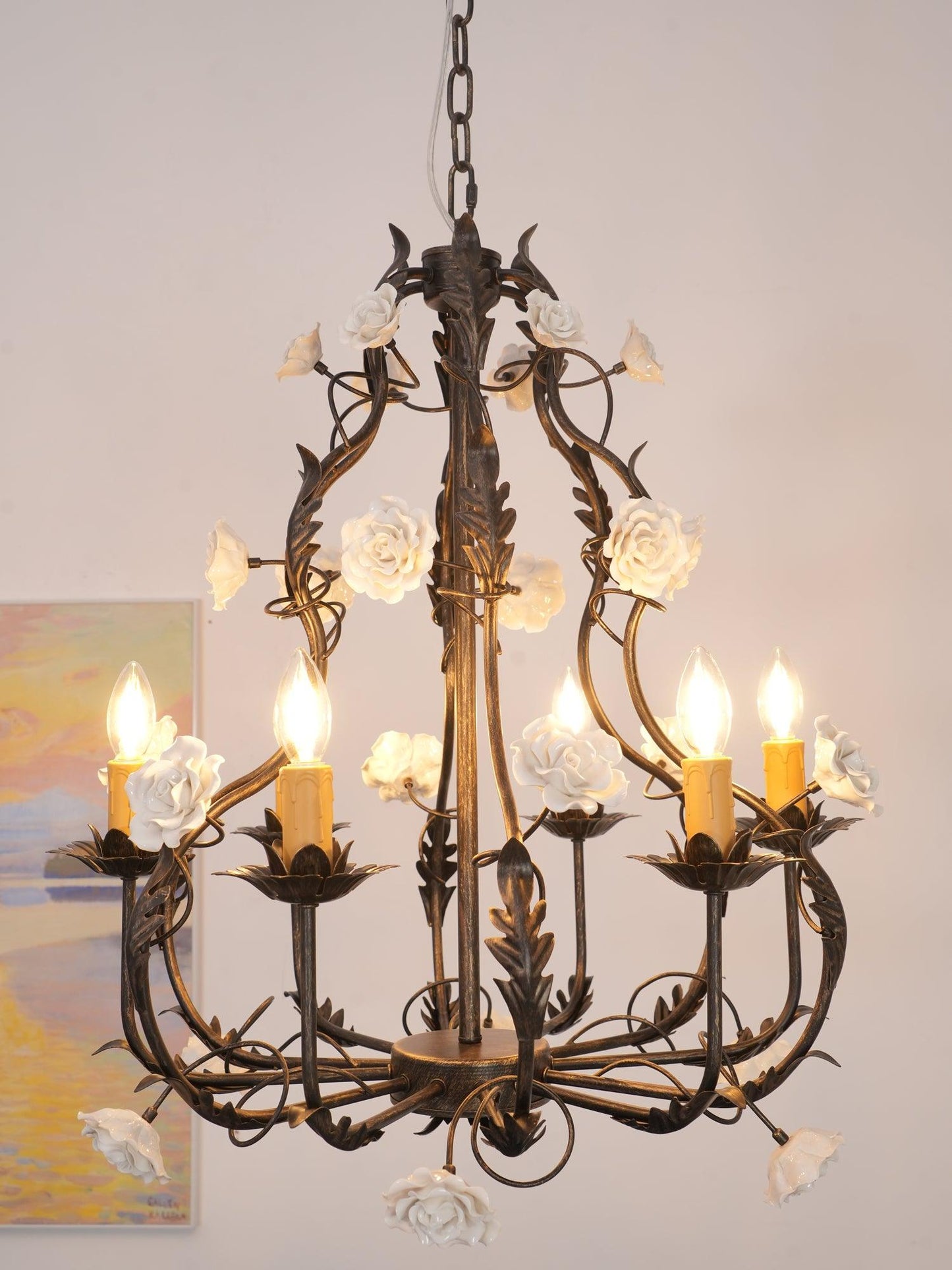 Florentine Rose Garden Ceiling fixture Chandelier