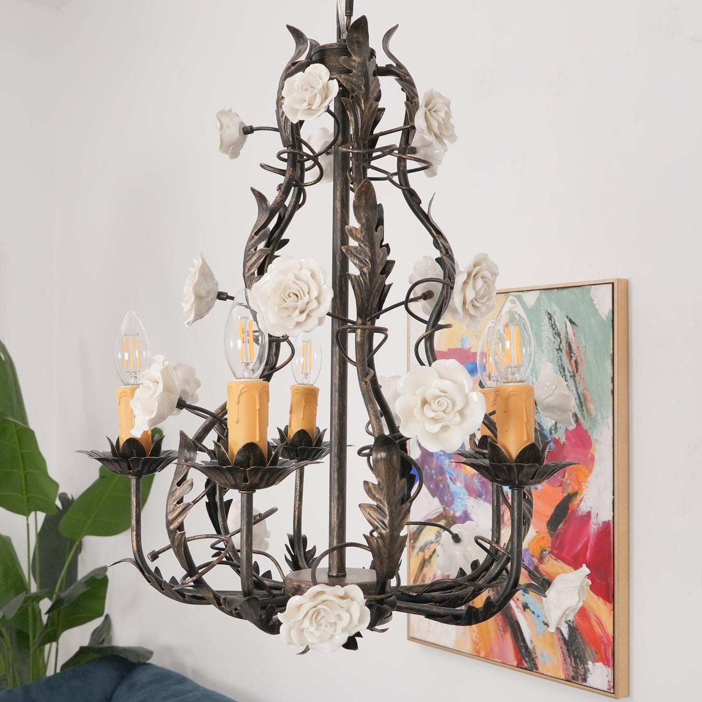 Florentine Rose Garden Ceiling fixture Chandelier