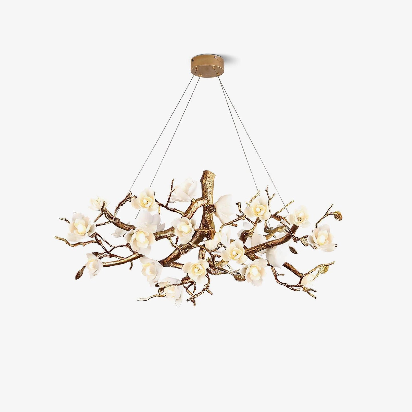 Flower Bloom Branch Brass Gasolier Chandelier