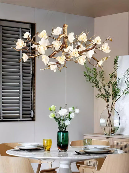 Flower Bloom Branch Brass Gasolier Chandelier