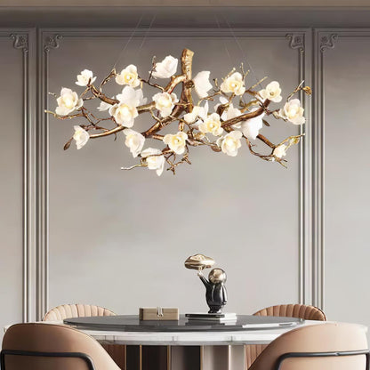 Flower Bloom Branch Brass Gasolier Chandelier