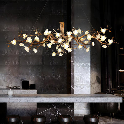 Flower Bloom Branch Brass Gasolier Chandelier