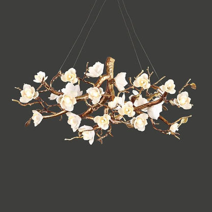 Flower Bloom Branch Brass Gasolier Chandelier