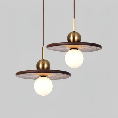 Flying Saucer Walnut Hanging light Pendant Lamp