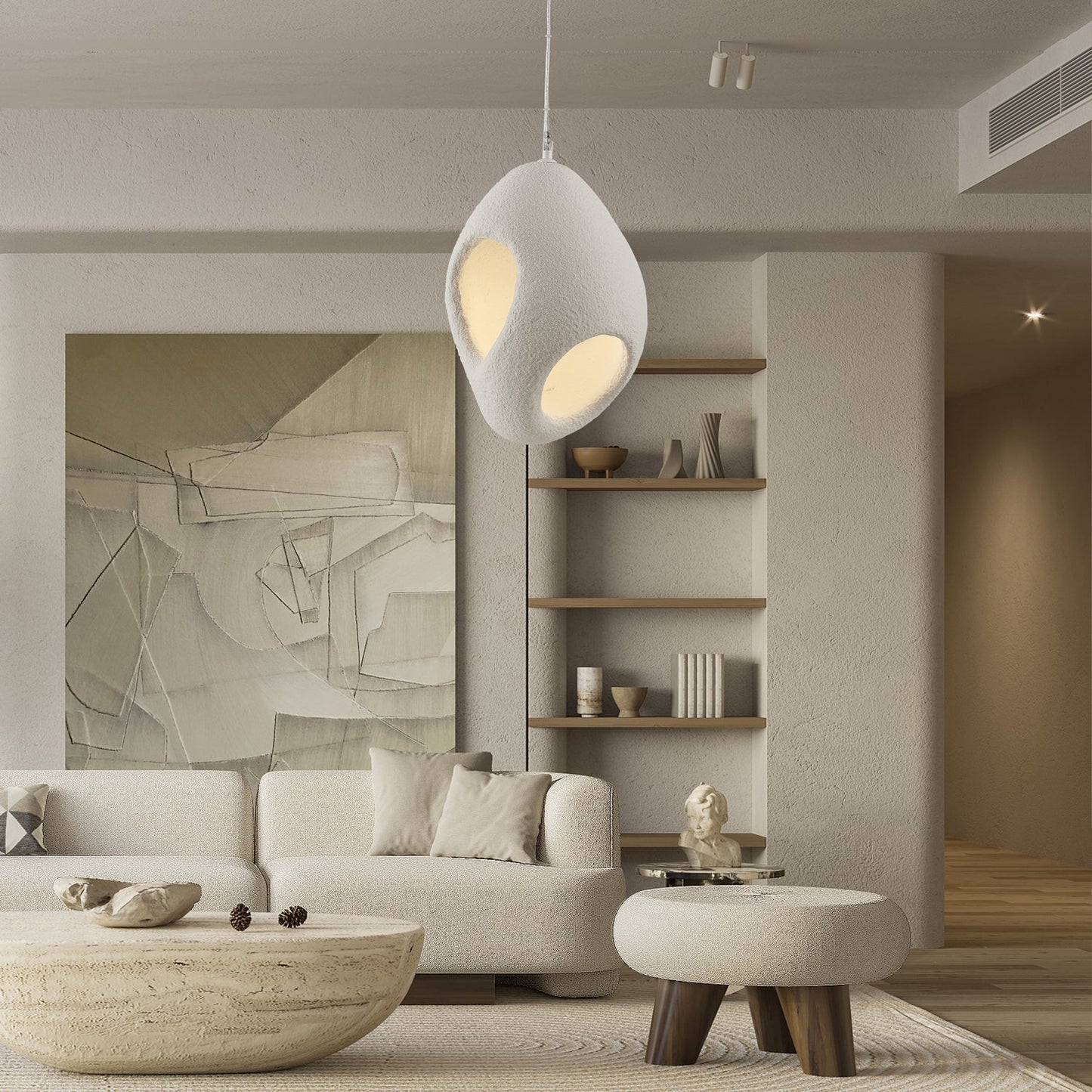 Sculptural Japandi Hanging light Pendant Lamp