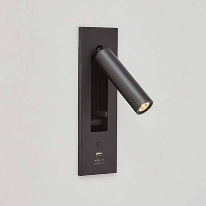 Black Bedside USB Wall Light