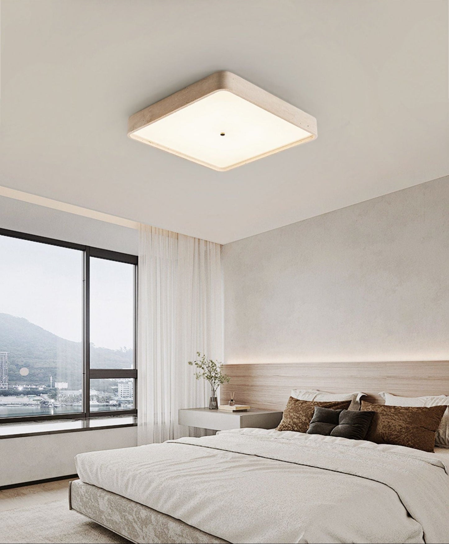 Geo Travertine Square Ceiling Light