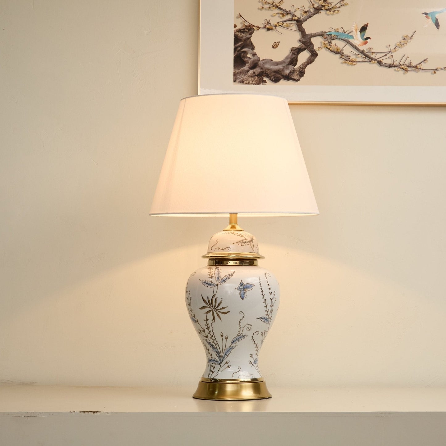 Gilt Accented Ceramic Table Lamp