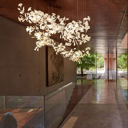 Gold White Leaves Combination Gingko Gasolier Chandeliers