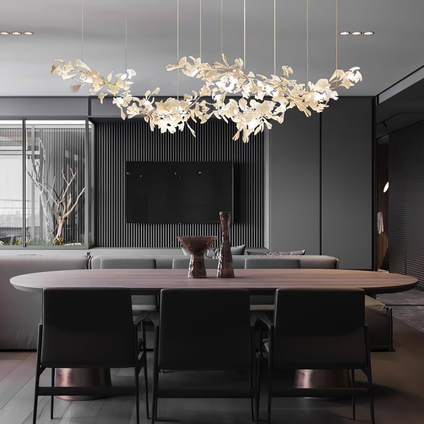 Double Layer Combination Gingko Electrolier Chandelier