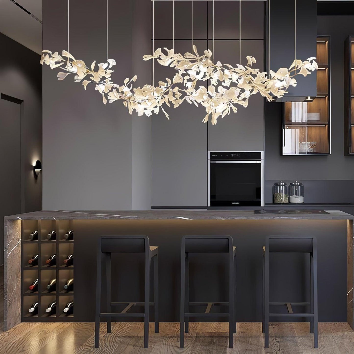 Double Layer Combination Gingko Electrolier Chandelier