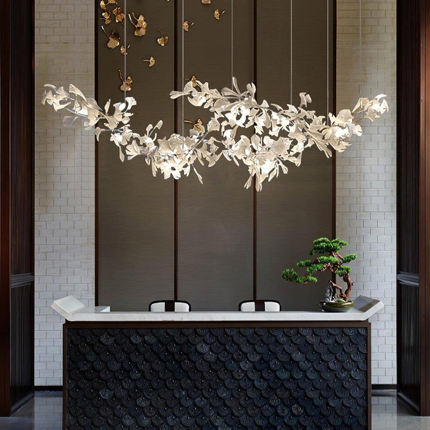 Double Layer Combination Gingko Electrolier Chandelier