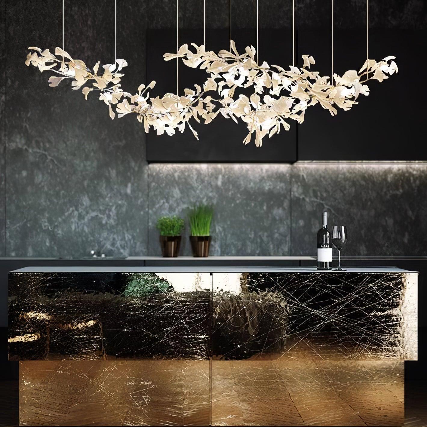 Double Layer Combination Gingko Electrolier Chandelier