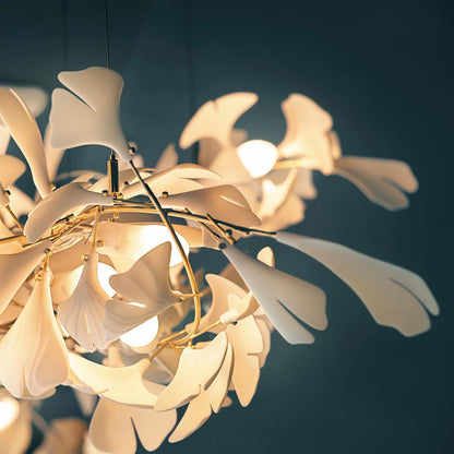 Gold White Leaves Combination Gingko Gasolier Chandeliers