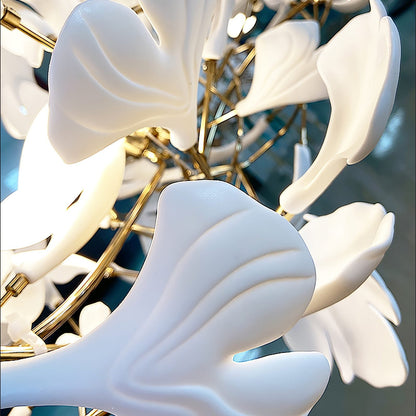 Gold White Leaves Combination Gingko Gasolier Chandeliers