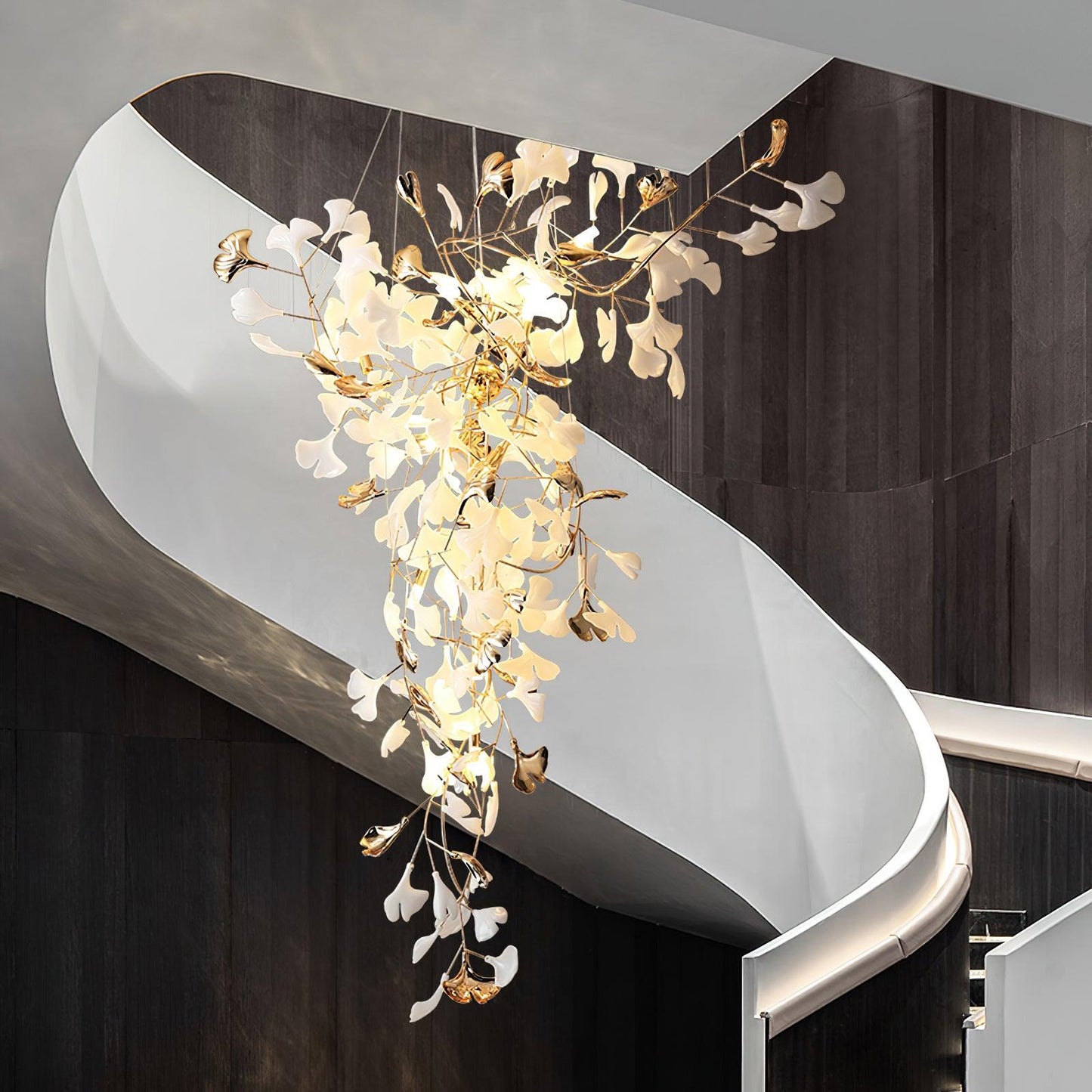 Ginkgo Tip Tlying Crown Chandelier