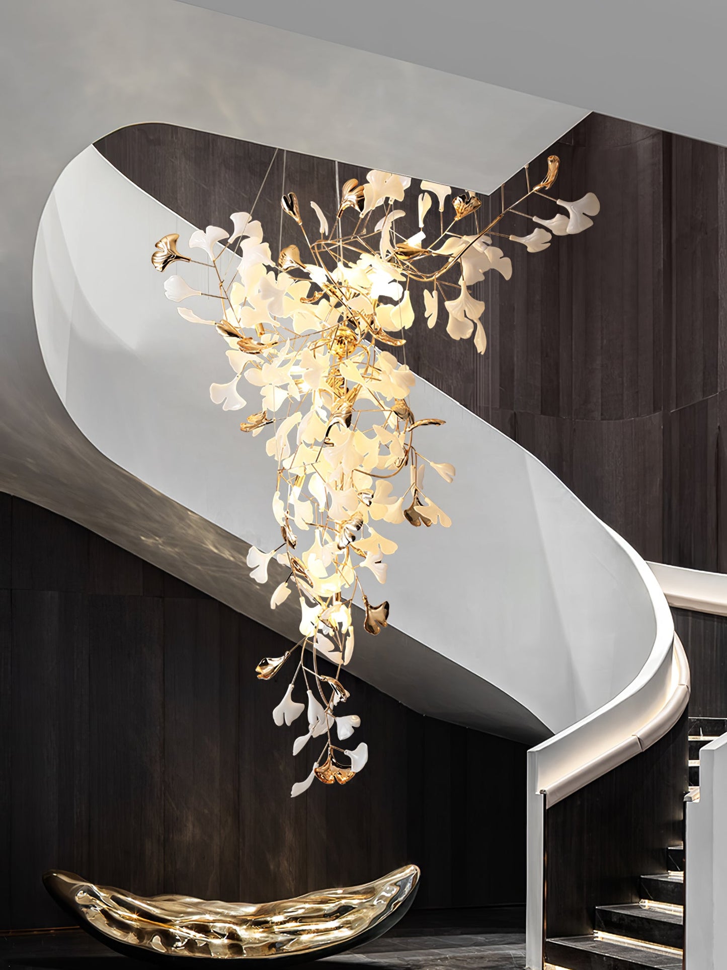 Ginkgo Tip Tlying Crown Chandelier