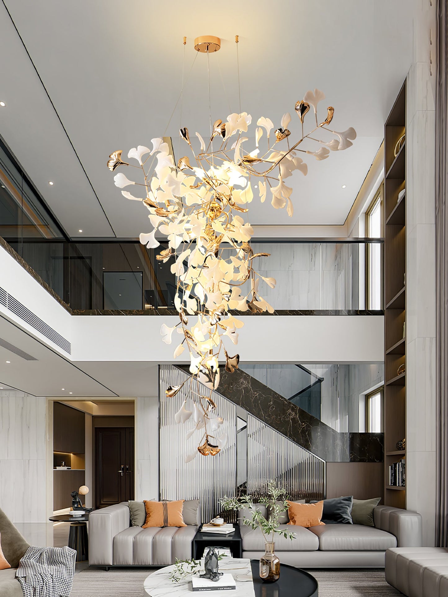 Ginkgo Tip Tlying Crown Chandelier