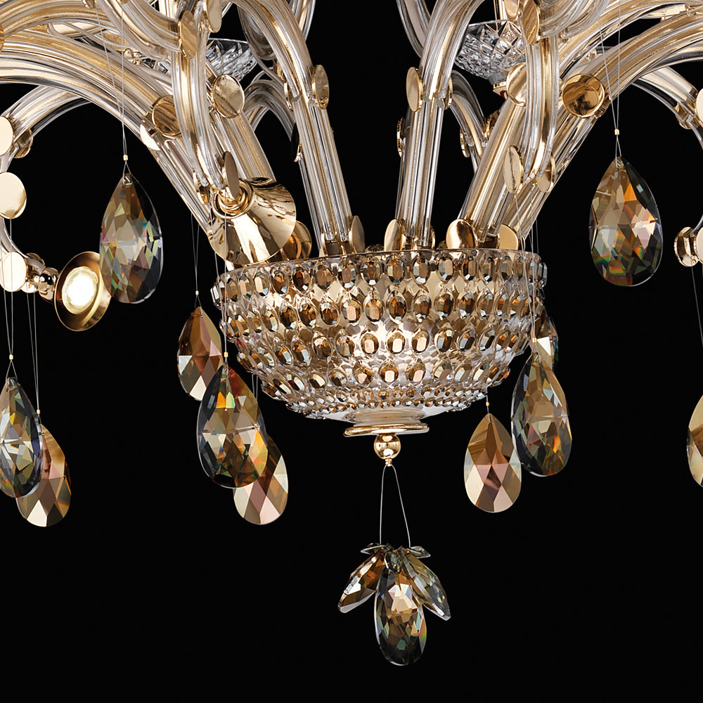 Luxury Gold Plated Crystal 12 Arm Chandelier