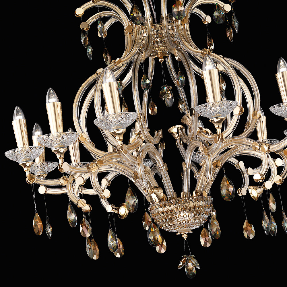 Luxury Gold Plated Crystal 12 Arm Chandelier