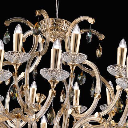 Large Gold Plated Crystal Chandelier