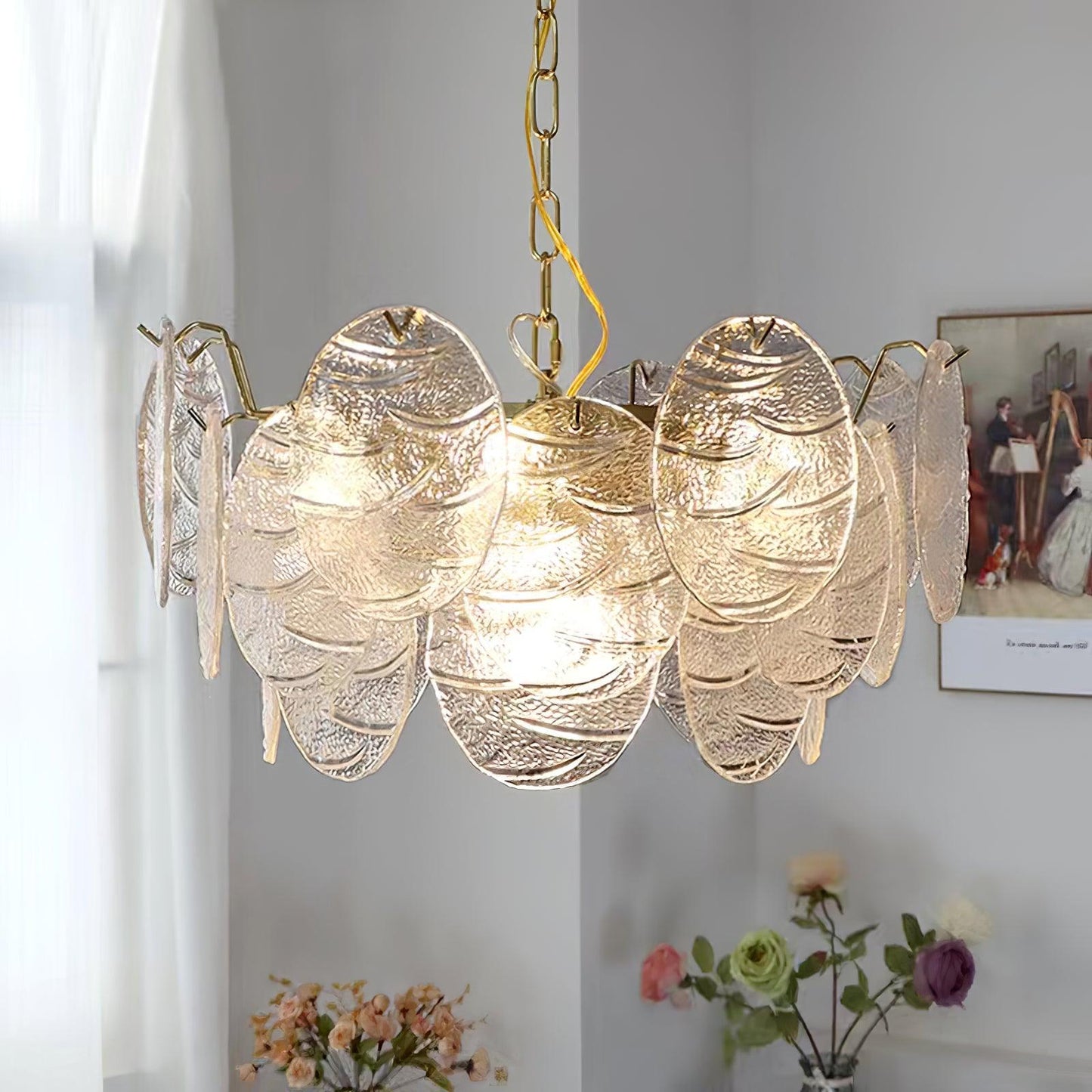 Glass Disc Gasolier Chandelier