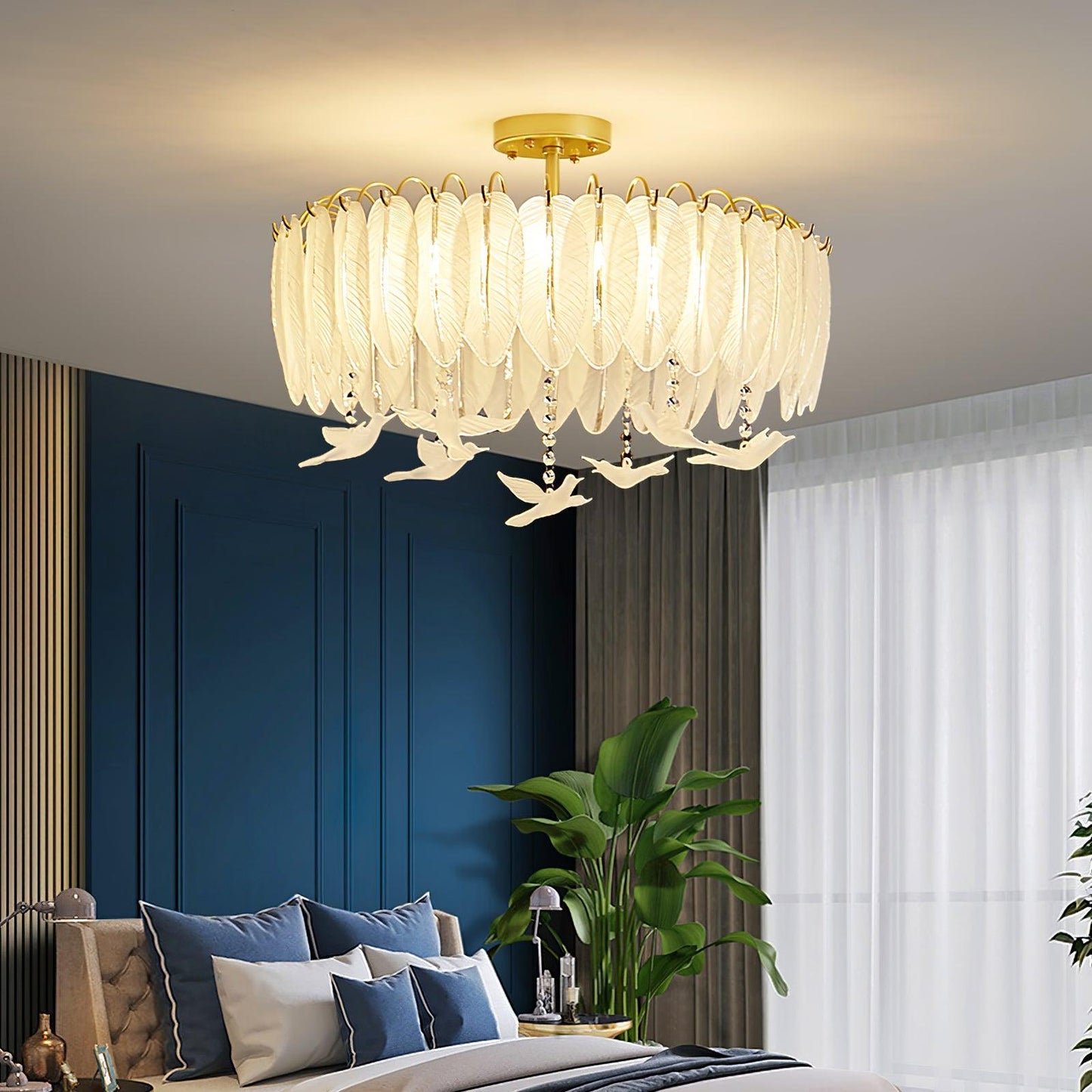 Glass Feather Ceiling fixture Ceiling Light