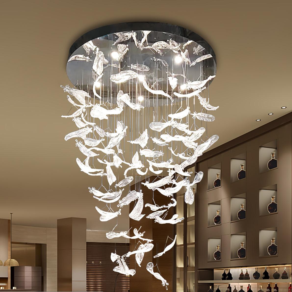 Glass Feathers Flying Pendant light Chandelier