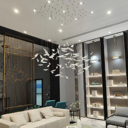 Glass Feathers Flying Pendant light Chandelier