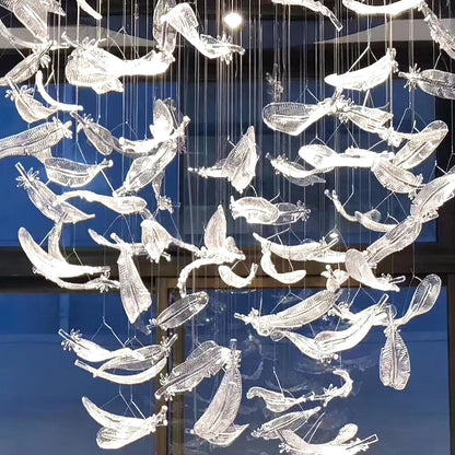 Glass Feathers Flying Pendant light Chandelier