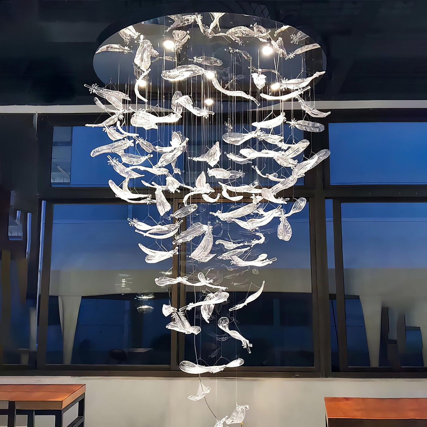 Glass Feathers Flying Pendant light Chandelier