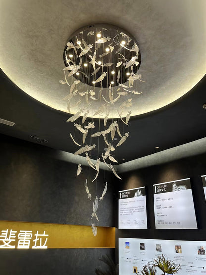 Glass Feathers Flying Pendant light Chandelier