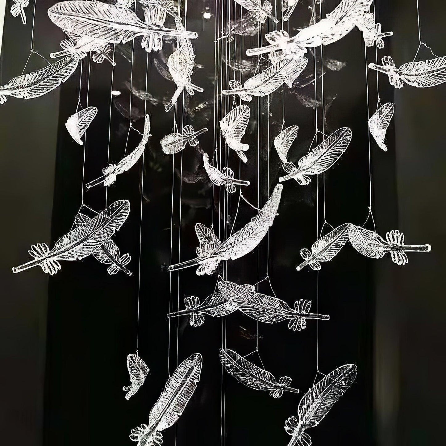 Glass Feathers Flying Pendant light Chandelier