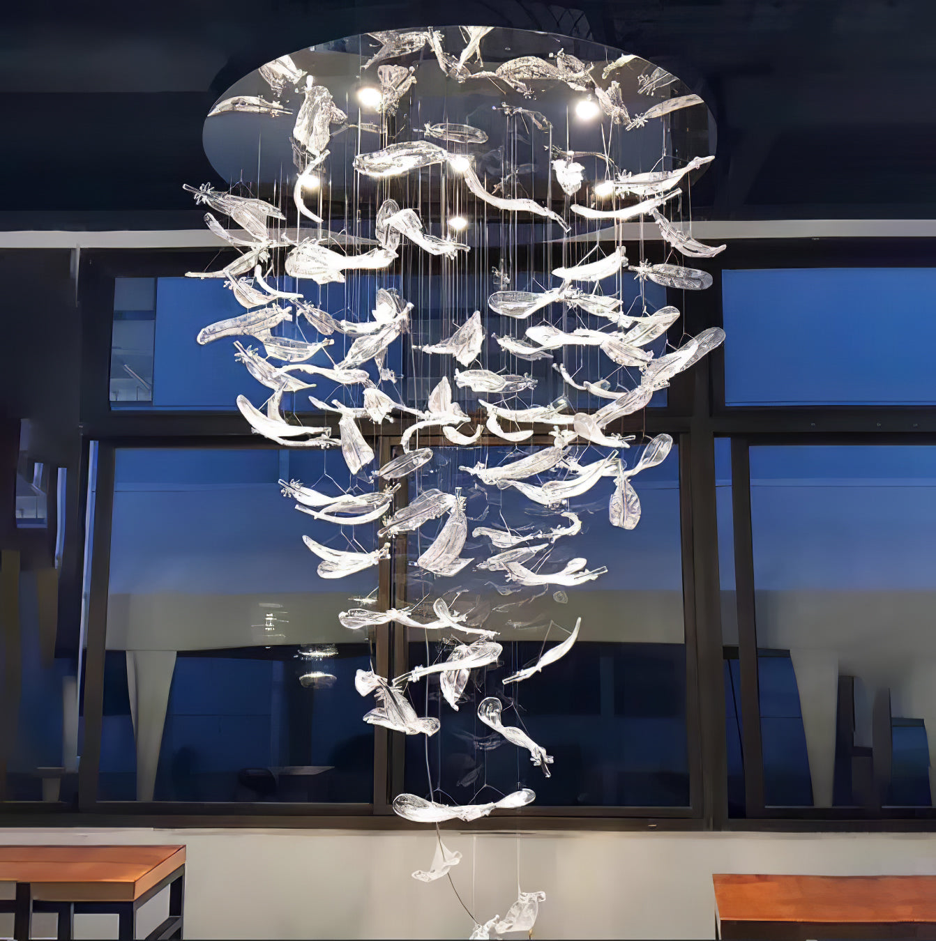 Glass Feathers Flying Pendant light Chandelier