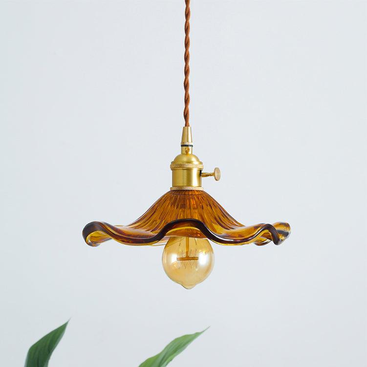 Glass Hibiscus Flower Drop light Pendant Light