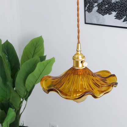 Glass Hibiscus Flower Houselight Swag Light