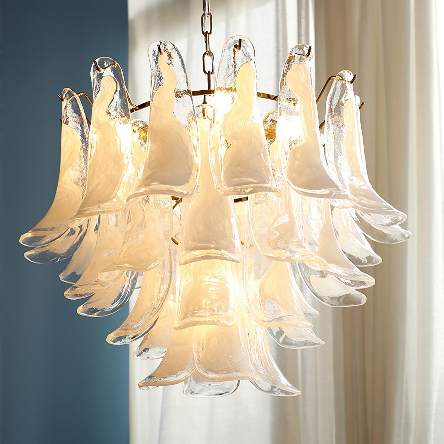 Glass Leaf Cascade Candelabrum Chandelier