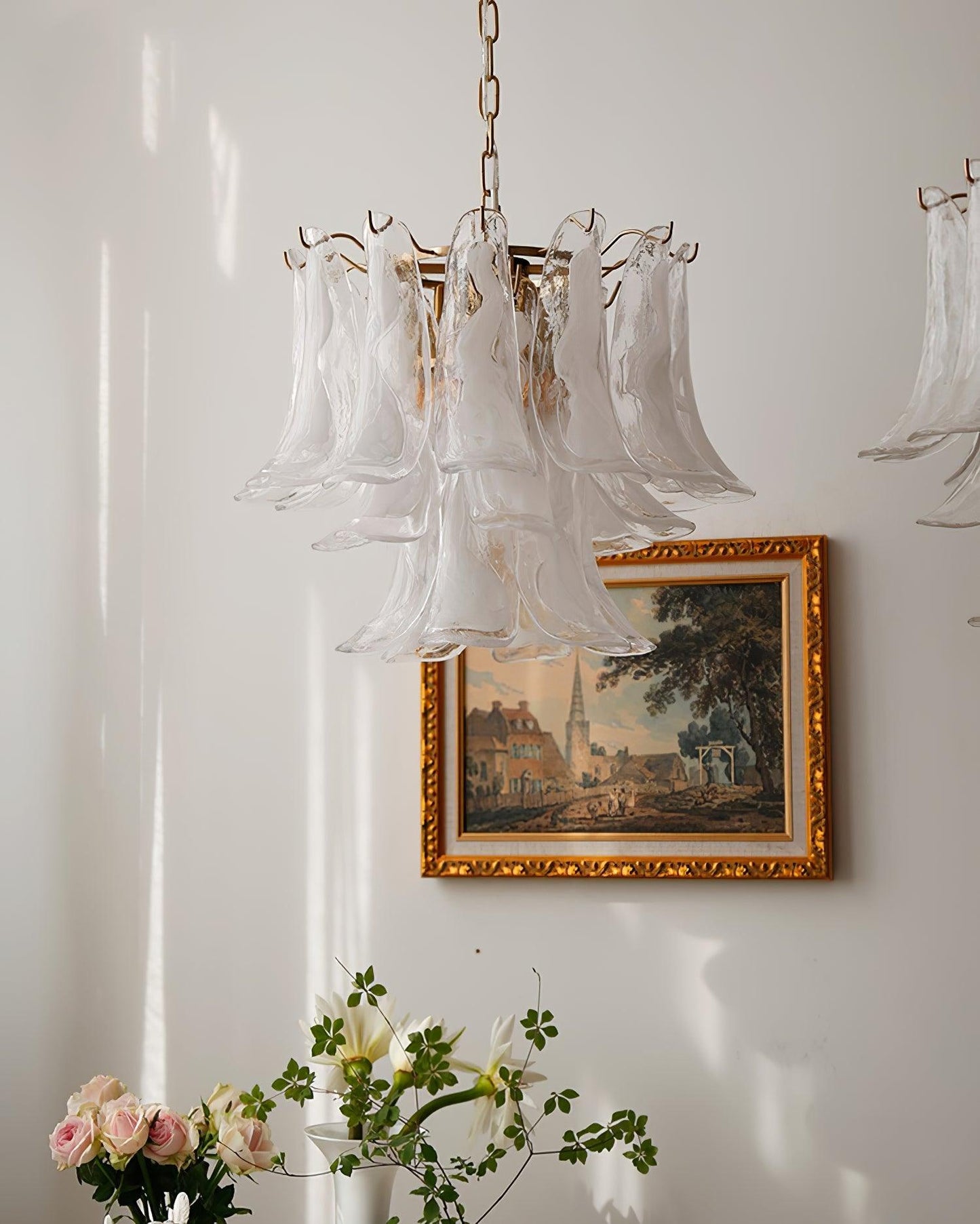 Glass Leaf Cascade Candelabrum Chandelier