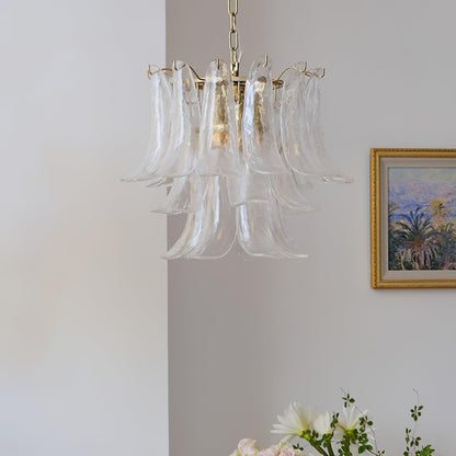 Glass Leaf Cascade Candelabrum Chandelier