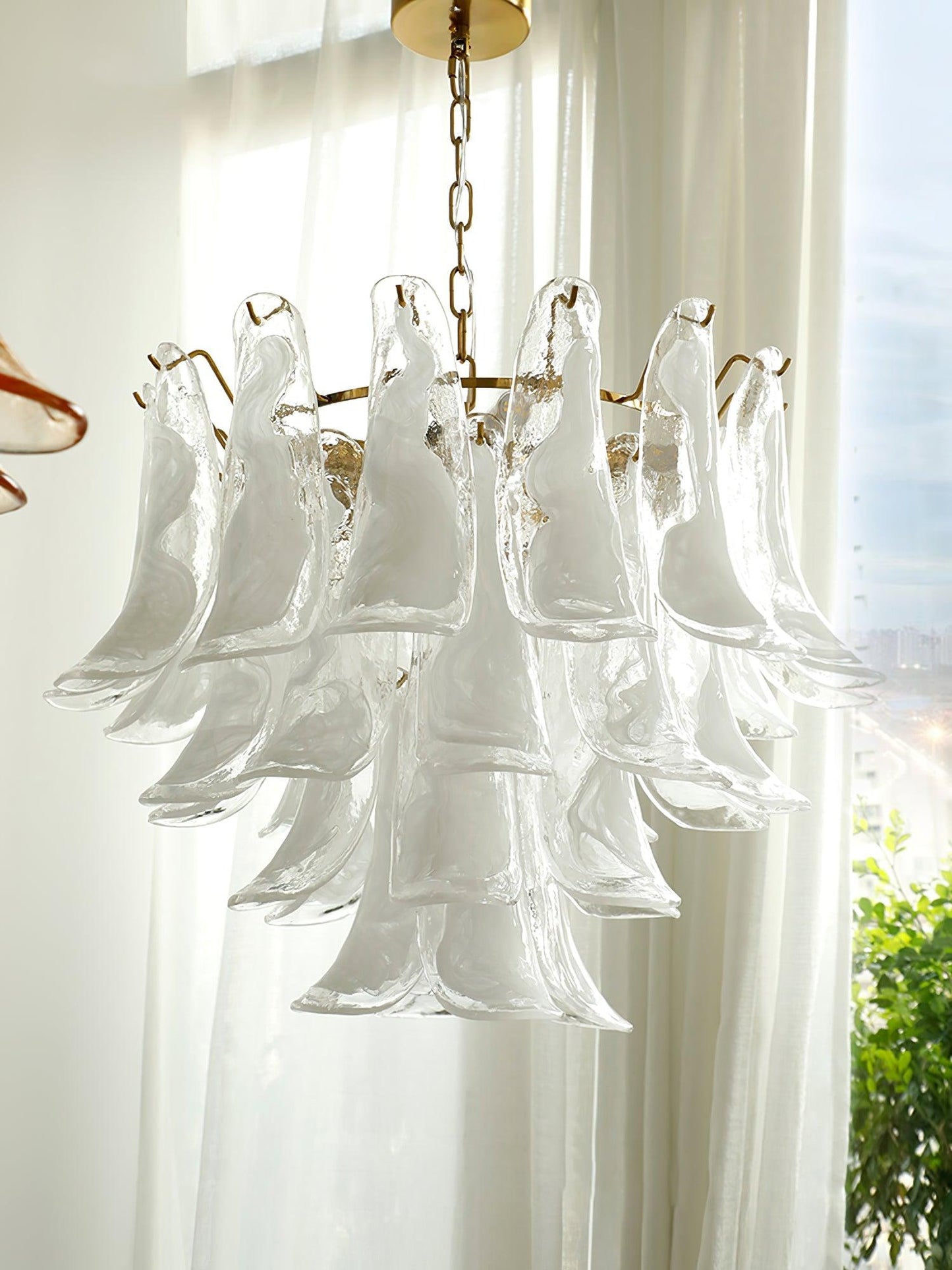 Glass Leaf Cascade Candelabrum Chandelier