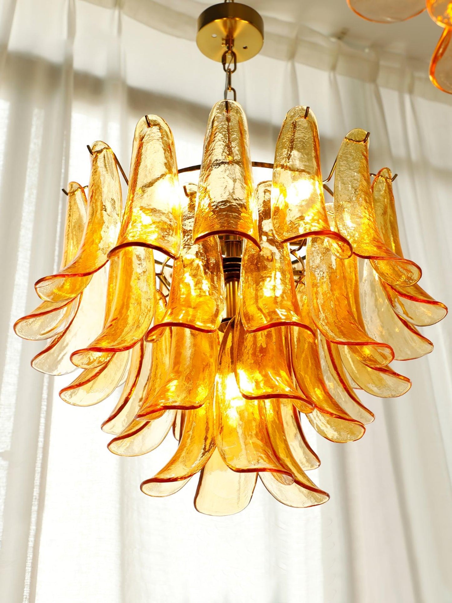 Glass Leaf Cascade Candelabrum Chandelier