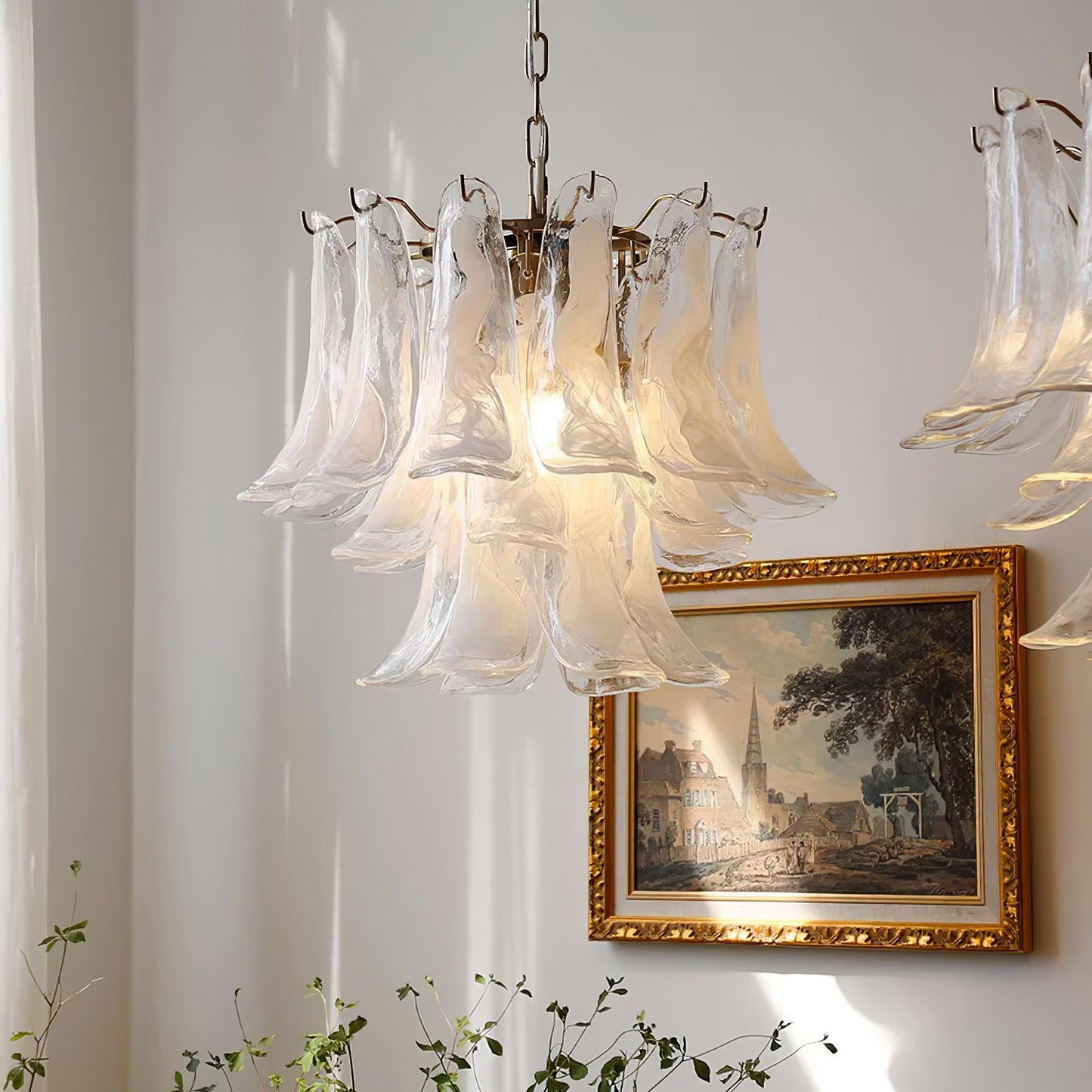 Glass Leaf Cascade Candelabrum Chandelier