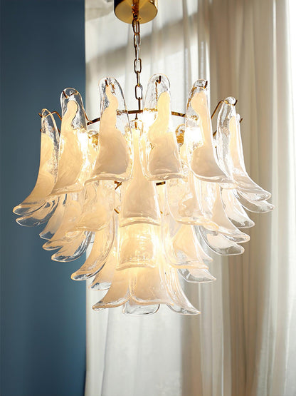 Glass Leaf Cascade Candelabrum Chandelier