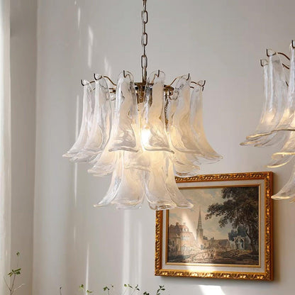 Glass Leaf Cascade Candelabrum Chandelier