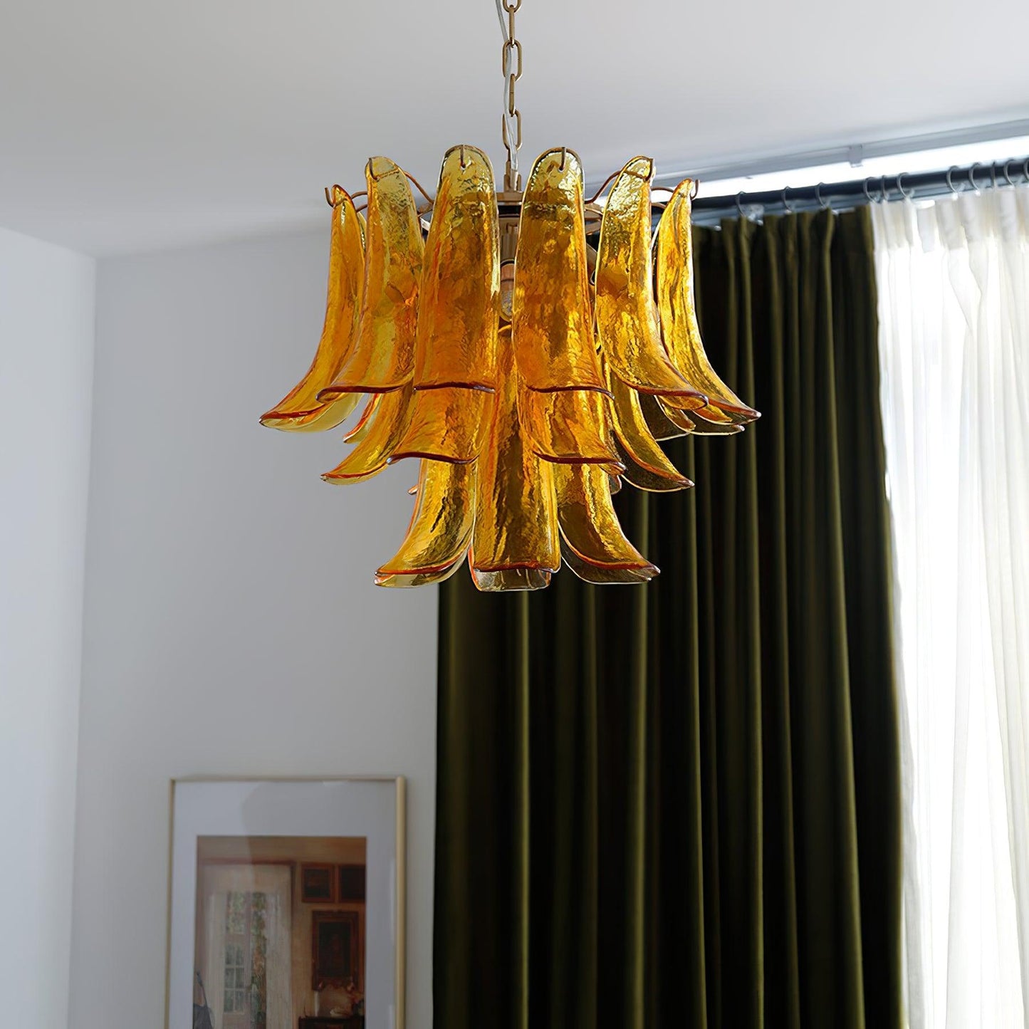 Glass Leaf Cascade Candelabrum Chandelier