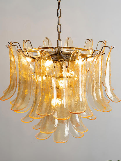 Glass Leaf Cascade Candelabrum Chandelier