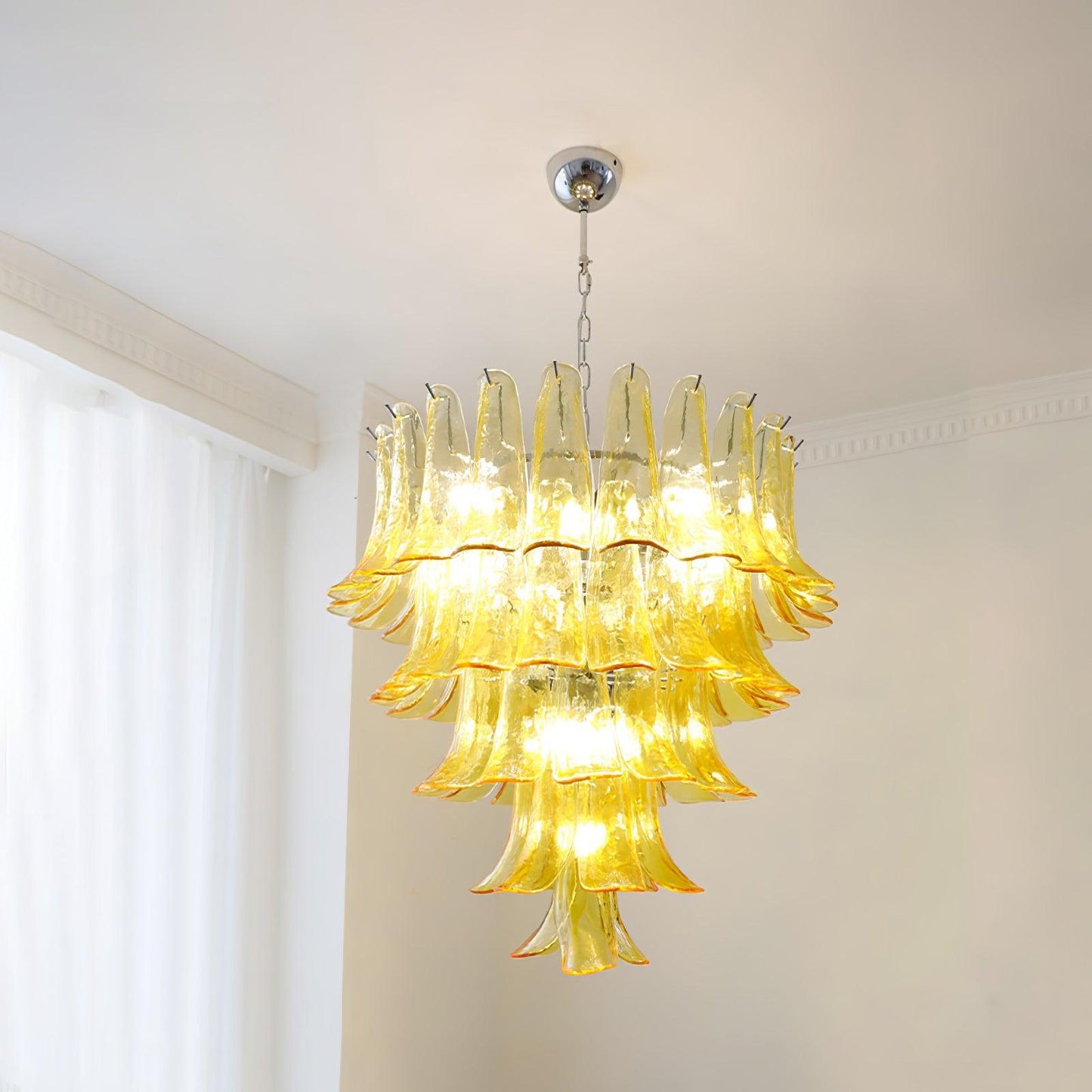 Glass Leaf Cascade Candelabrum Chandelier