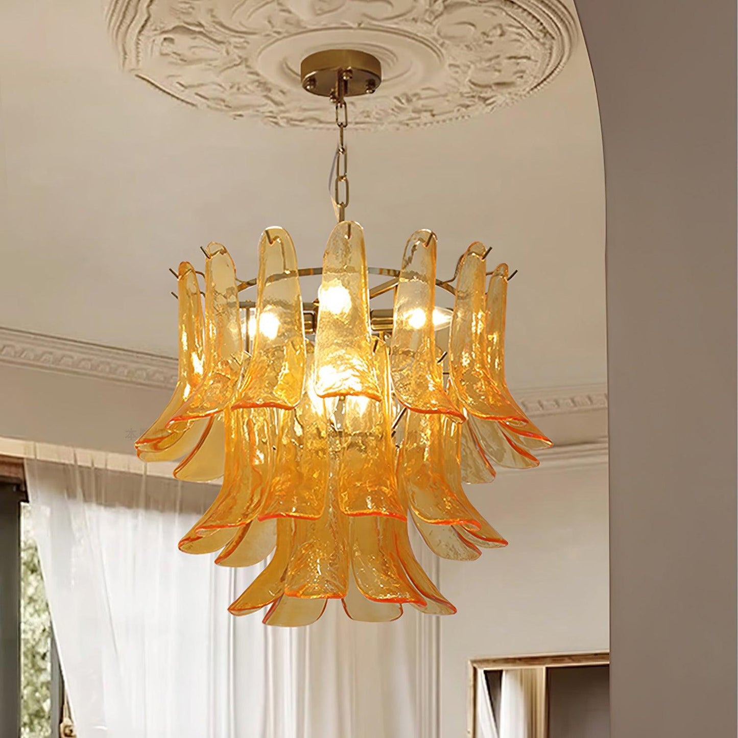 Glass Leaf Cascade Candelabrum Chandelier