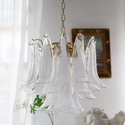 Glass Leaf Cascade Candelabrum Chandelier